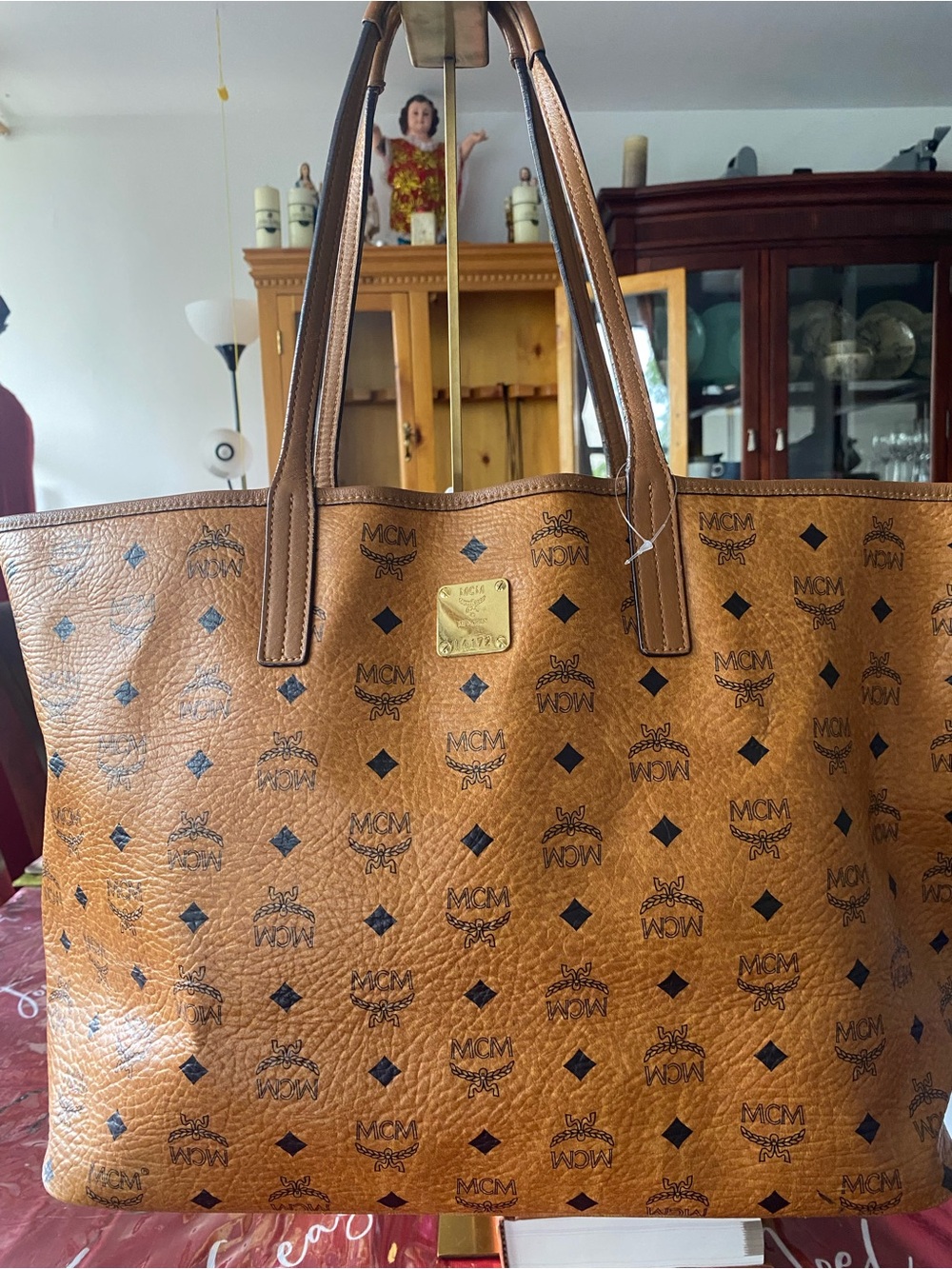 MCM Cognac/Black Visetos Monogram Tote